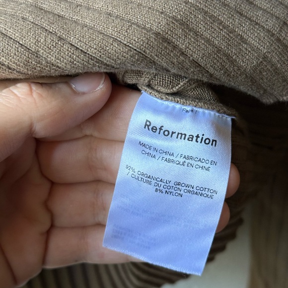 Reformation, Ribbed Tan Cardigan, Medium - Picture 4 of 7